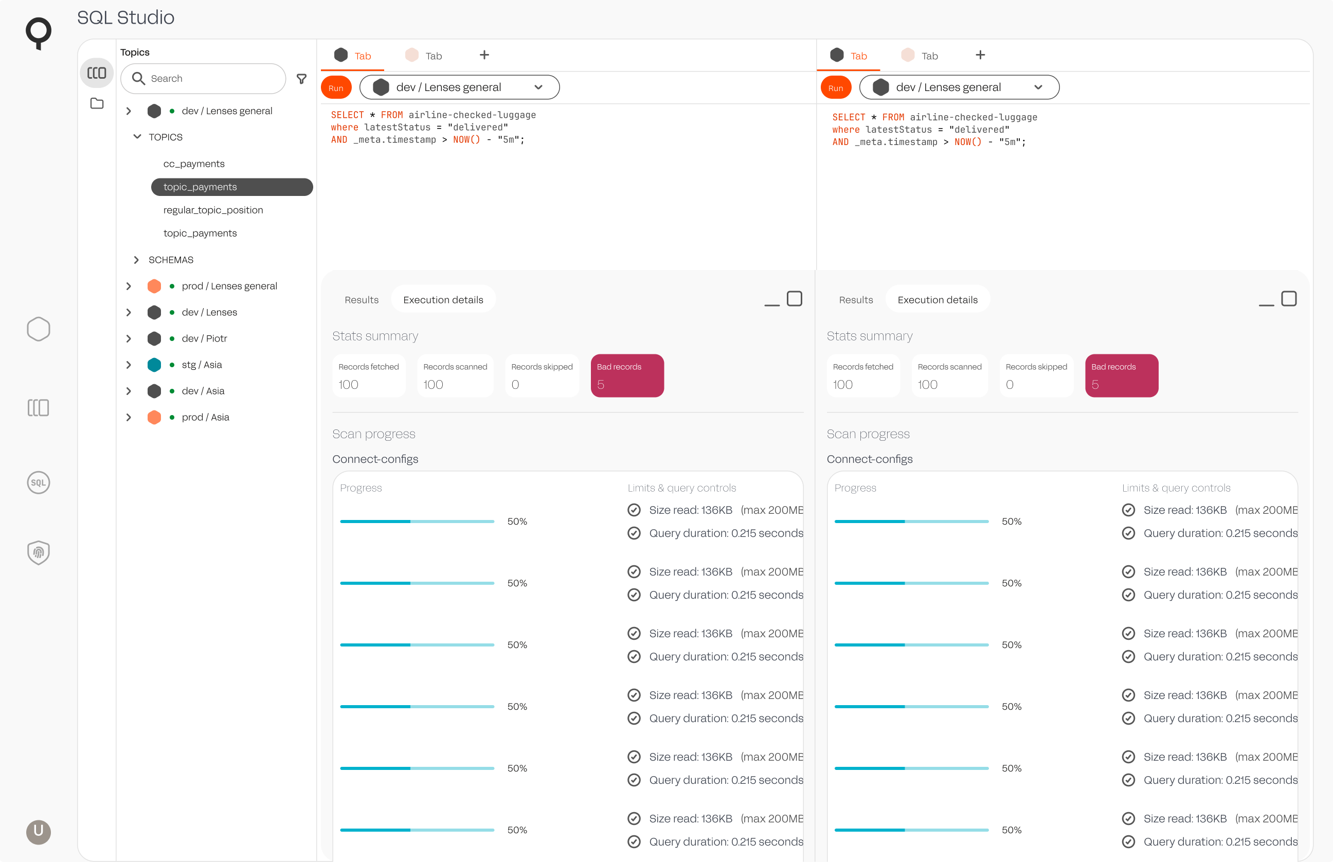 Inspect execution details