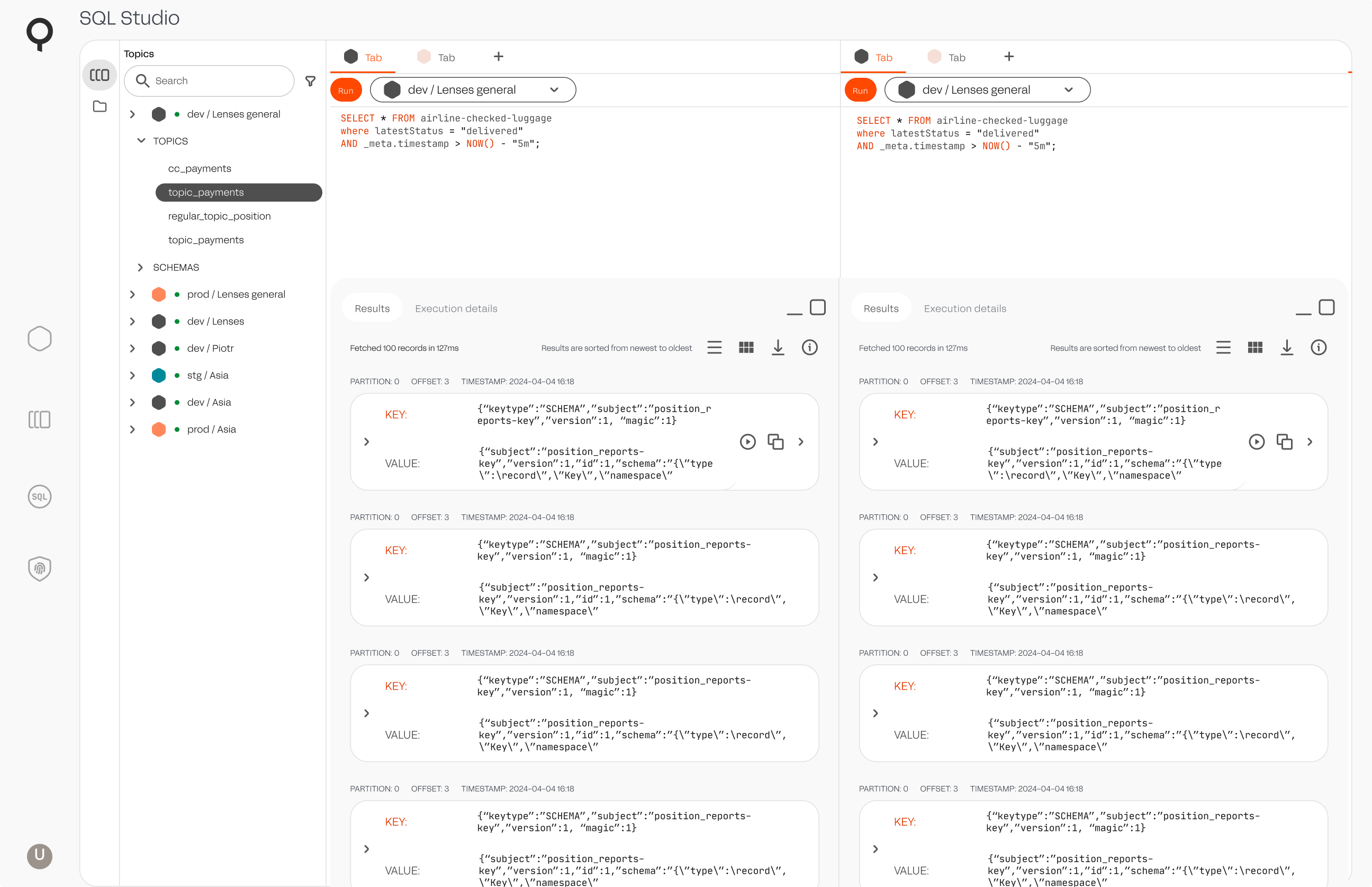 Work with two queries side by side