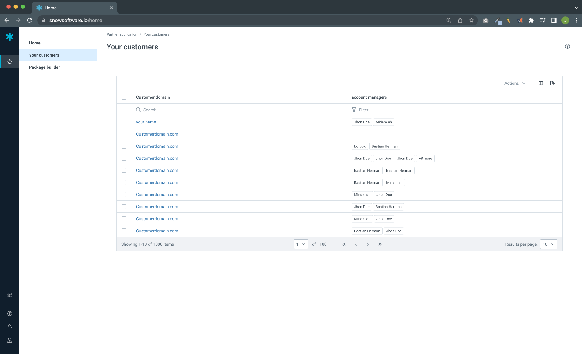 Partner Layer customer portfolio
